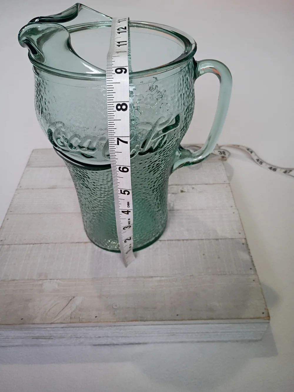 vintage green pebbled glass Coca-Cola pitcher 64 Ounces